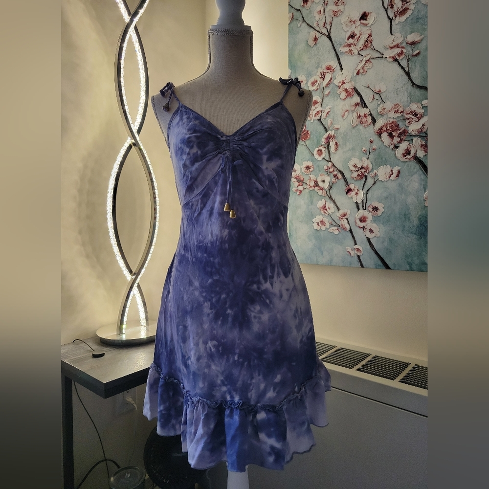 Blue and White Tie-dye Dress